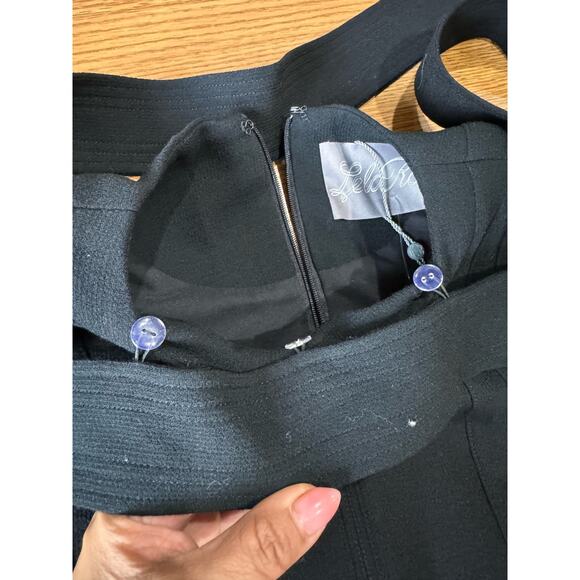 Lela Rose classy black long sleeve wool blend flounced hem tunic dress size 0 - Picture 13 of 16